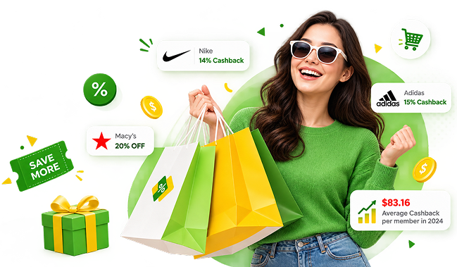 Happy shopper earning cashback