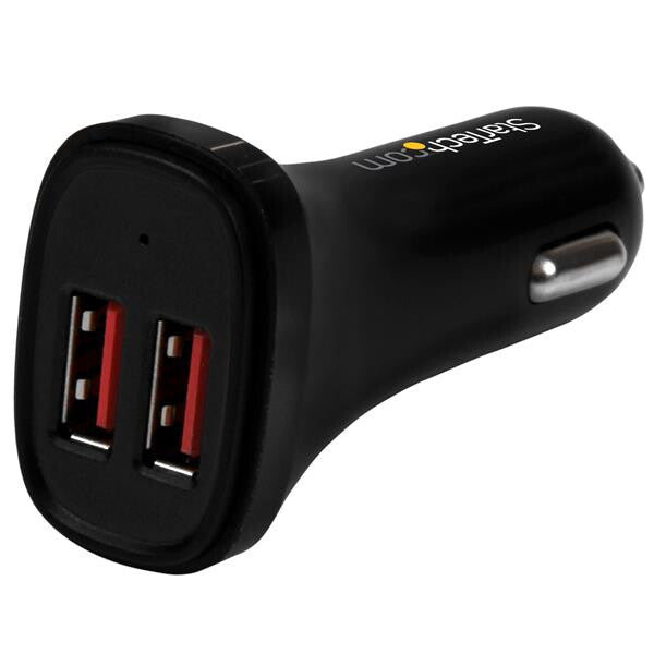 StarTech.com Dual-Port USB Car Charger – 24W/4.8A – Black