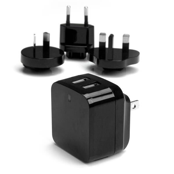 StarTech.com Dual-Port USB Wall Charger – International Travel – 17W/3.4A – Black