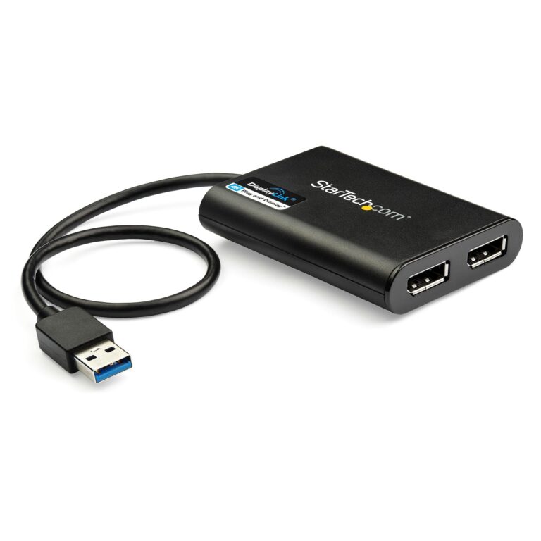StarTech.com USB 3.0 to Dual DisplayPort Adapter, 4K 60Hz, DisplayLink Certified, USB to Dual DP Display Adapter, Dual DisplayPort Adapter for Mac &