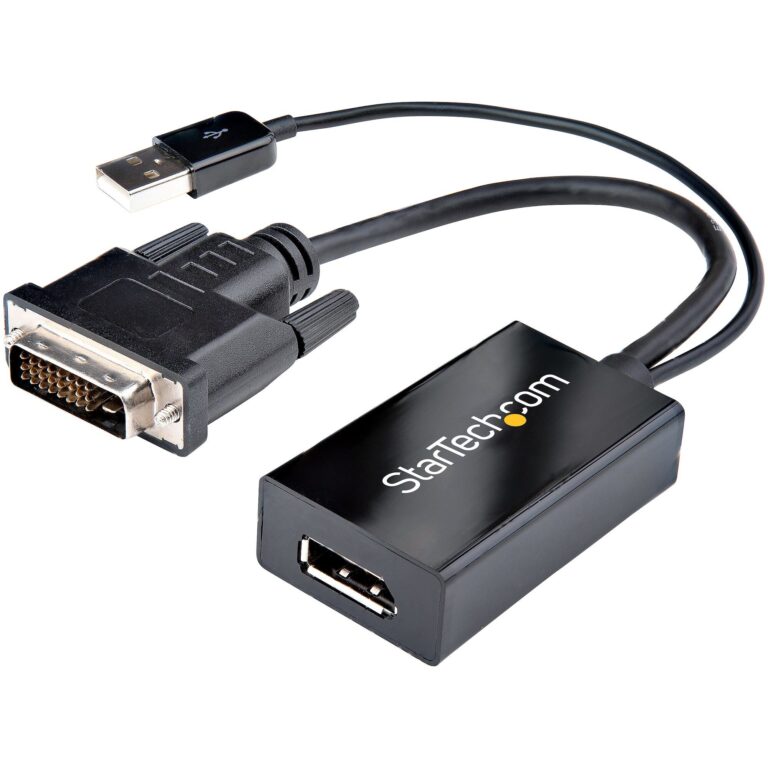 StarTech.com DVI to DisplayPort Adapter – USB Power – 1920 x 1200 – DVI to DisplayPort Converter – Video Adapter – DVI-D to DP