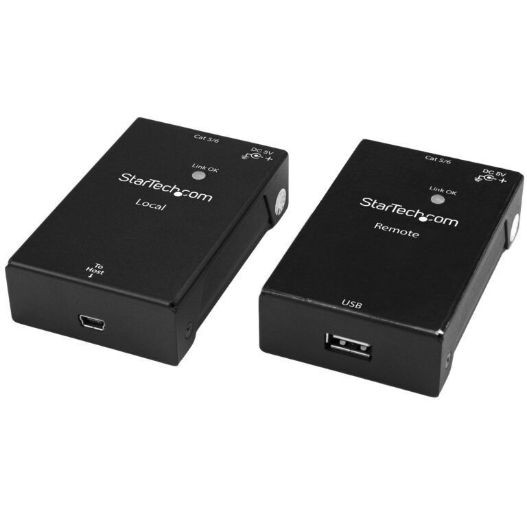 StarTech.com USB 2.0 Extender over Cat5e/Cat6 Cable (RJ45) – Up to 165ft (50m) – High Speed USB Port Extender Adapter Kit – Powered – USB over – TAA