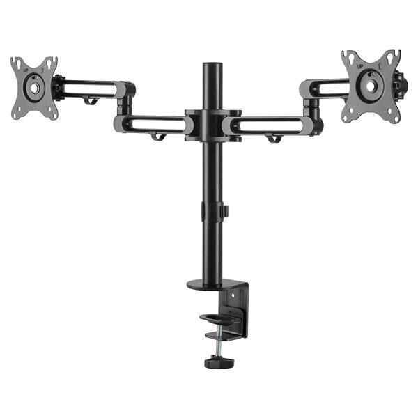 StarTech.com Desk Mount Dual Monitor Arm – Desk Clamp VESA Compatible Monitor Mount for up to 32″ – Height Adjustable/Tilt/Swivel/Rotating