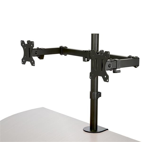 StarTech.com Desk Mount Dual Monitor Arm – Desk Clamp / Grommet VESA Monitor Mount for up to 32″ – Height Adjustable/Tilt/Swivel/Rotating