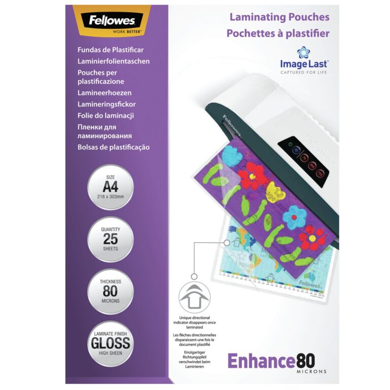 Fellowes ImageLast A4 80 Micron Laminating Pouch – 25 pack