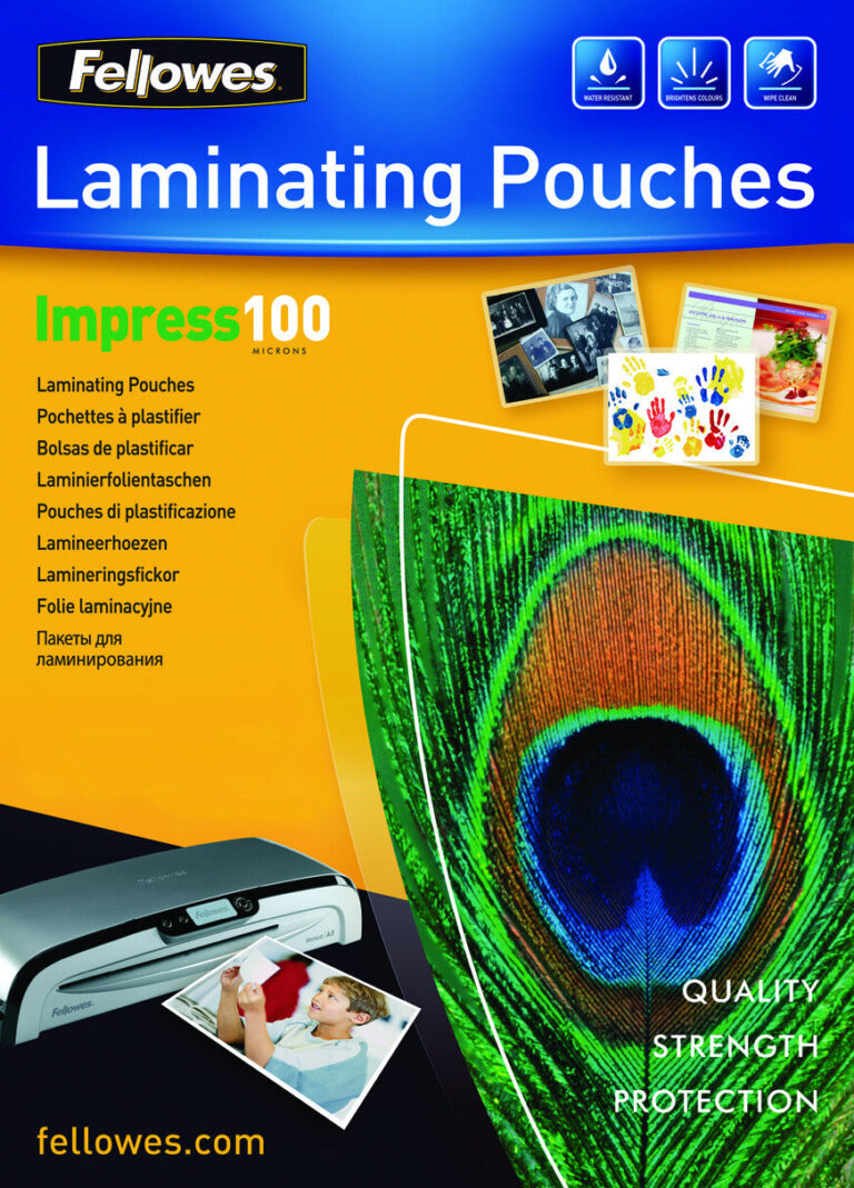 Fellowes A4 Glossy 100 Micron Laminating Pouch – 100 pack
