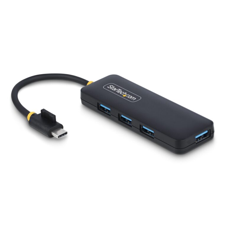 StarTech.com 4-Port USB-C Hub, 5Gbps, USB-C to 4x USB-A, Bus Powered, Small Travel Mini Hub, Multi-Port USB 3.0 Splitter, Portable Hub, Overcurrent