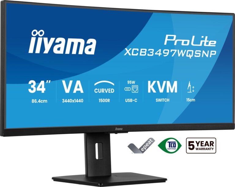 iiyama ProLite 34″UltraWide Quad HD 120Hz Curved Monitor (XCB3497WQSNP-B1)