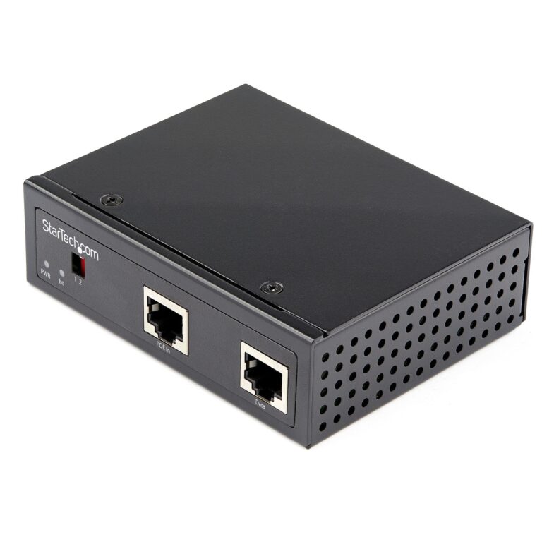 StarTech.com Industrial Gigabit PoE Splitter – 90W High Speed Power over Ethernet PoE+++ Splitter – 12-48V DC Splitter 802.3bt – LAN/RJ45 Ultra – TAA