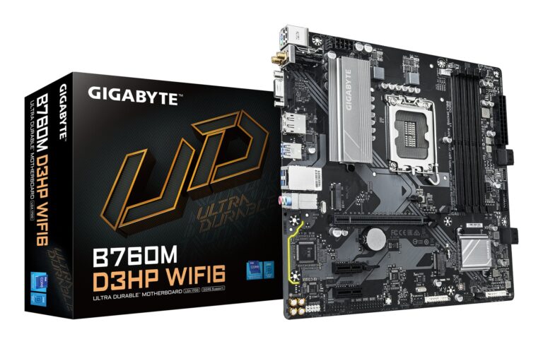 GIGABYTE B760M D3HP – Supports Intel Core 14th Gen CPUs, 4+1+1 Phases Digital VRM, up to 5600MHz DDR5, 2xPCIe 4.0 M.2, Wi-Fi 6, GbE LAN, USB 3.2 Gen1