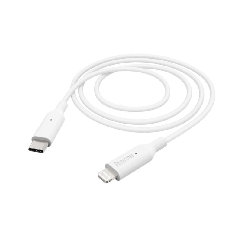 Hama Charging Cable, USB-C – Lightning, 1 m, White