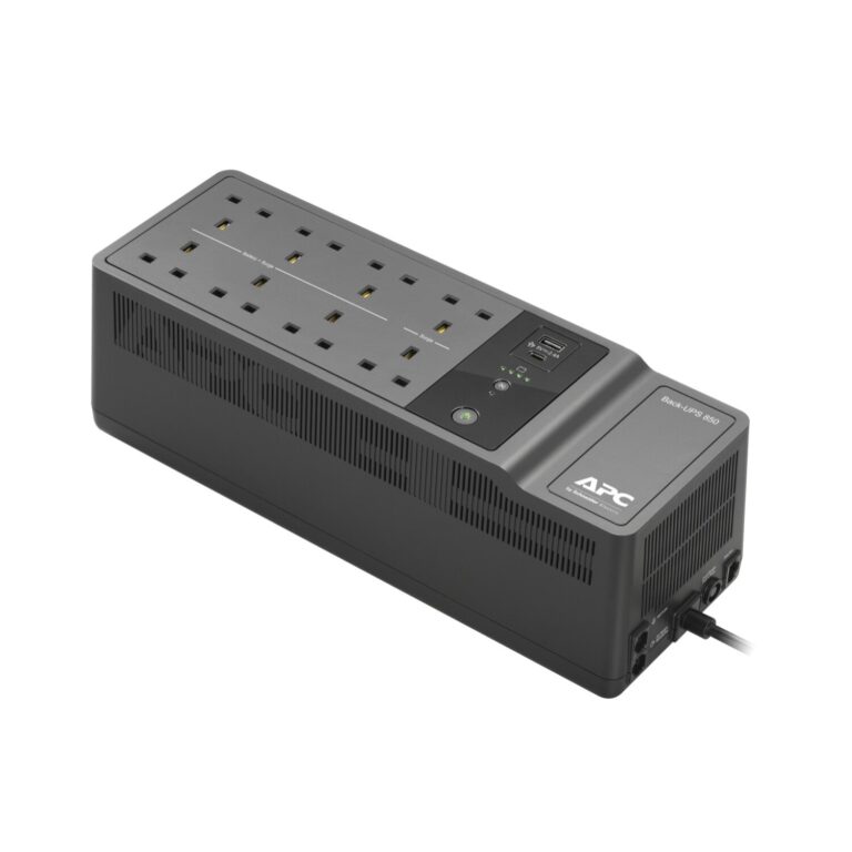 APC Back-UPS BE850G2-UK – 8x BS 1363 outlets, 850VA, 2 USB chargers, 1 USB data port