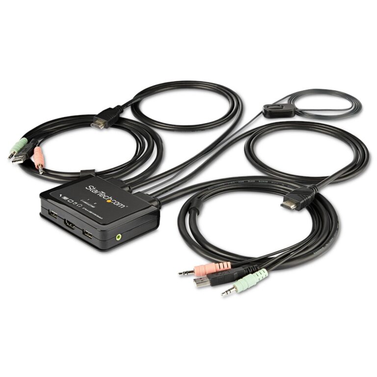 StarTech.com 2 Port HDMI KVM Switch – 4K 60Hz – Compact Dual Port UHD/Ultra HD USB Desktop KVM Switch w/Integrated 4ft Cables & – MacBook ThinkPad