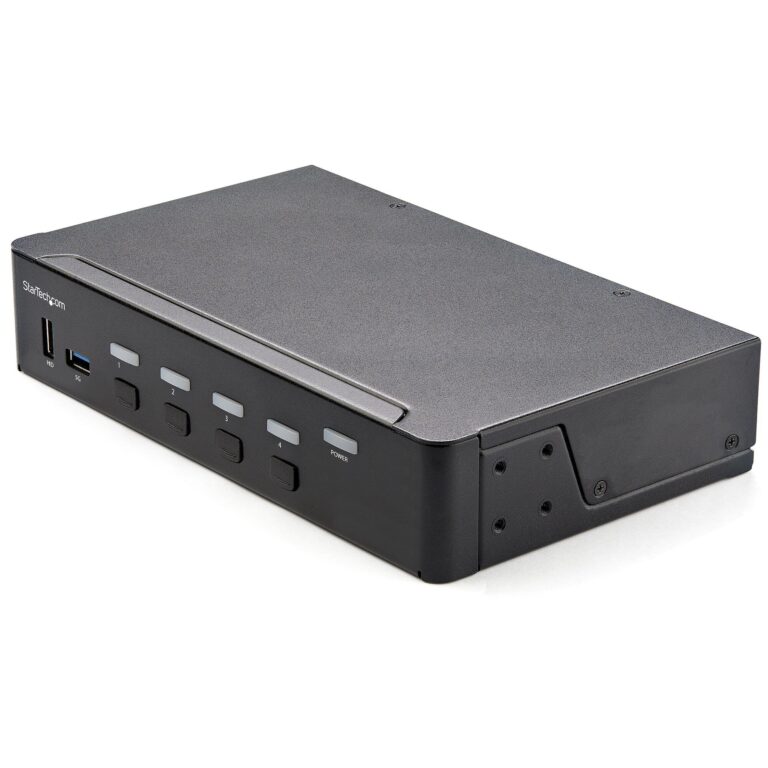 StarTech.com 4 Port HDMI KVM Switch – Single Monitor 4K 60Hz Ultra HD HDR – Desktop HDMI 2.0 KVM Switch with 2 Port USB 3.0 Hub (5Gbps) and 4x – TAA