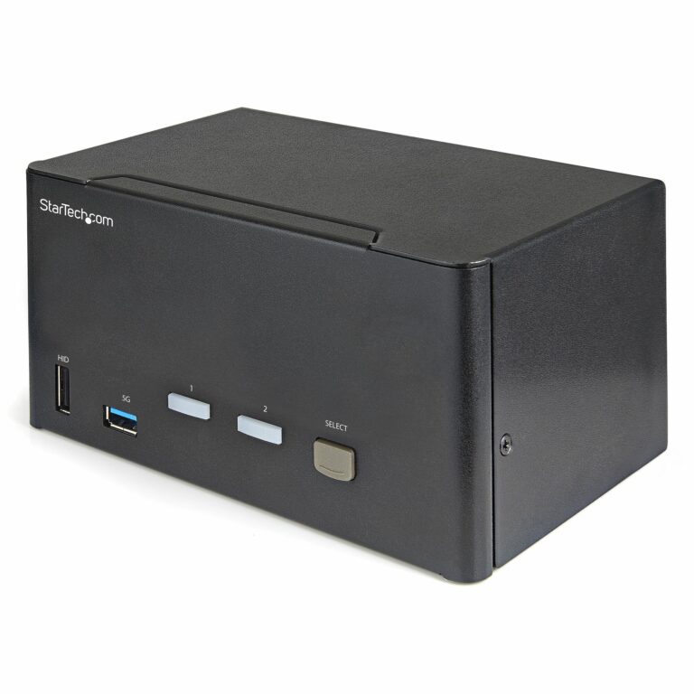 StarTech.com 2 Port Triple Monitor DisplayPort KVM Switch – 4K 60Hz UHD HDR – Desktop DP 1.2 KVM with 2 Port USB 3.0 Hub (5Gbps) & 4x USB 2.0 – TAA