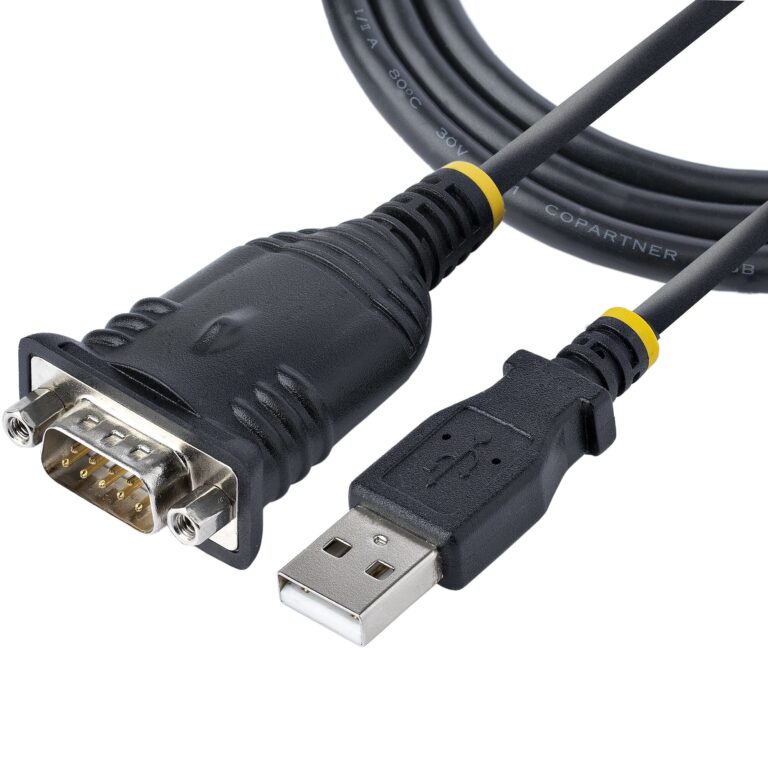 StarTech.com 3ft (1m) USB to Serial Cable, DB9 Male RS232 to USB Converter, Prolific IC, USB to Serial Adapter for PLC/Printer/Scanner/Switch, USB to