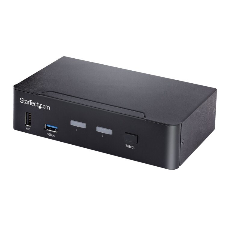 StarTech.com 2-Port USB-C KVM Switch, Single 4K 60Hz DisplayPort Monitor, 3.5mm Audio, 6x USB Hub Ports, Hot Key Switching, Thunderbolt 3/4 – TAA