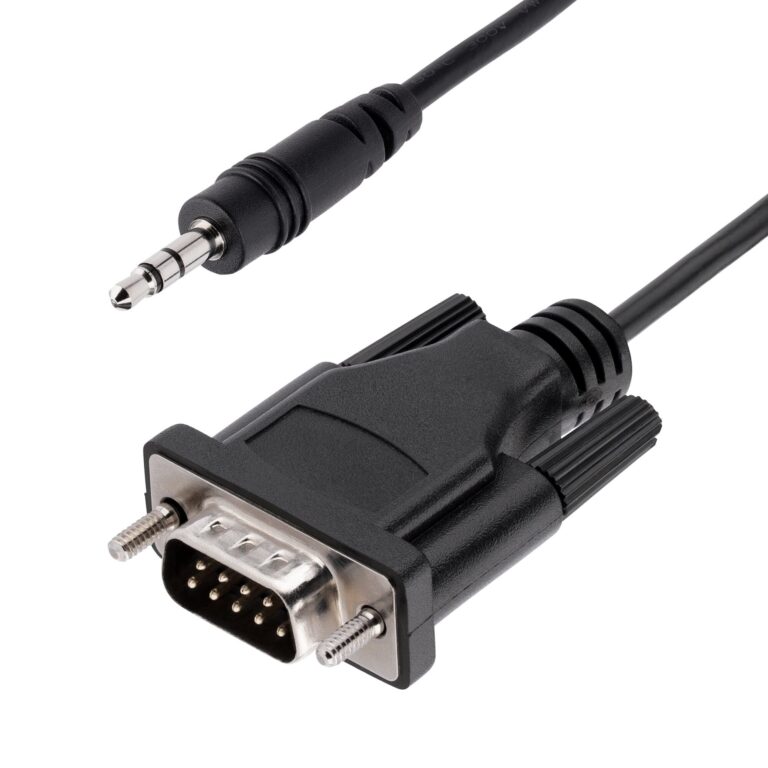 StarTech.com 3ft (1m) DB9 to 3.5mm Serial Cable for Serial Device Configuration, RS232 DB9 Male to 3.5mm Cable Used for Calibrating Projectors,