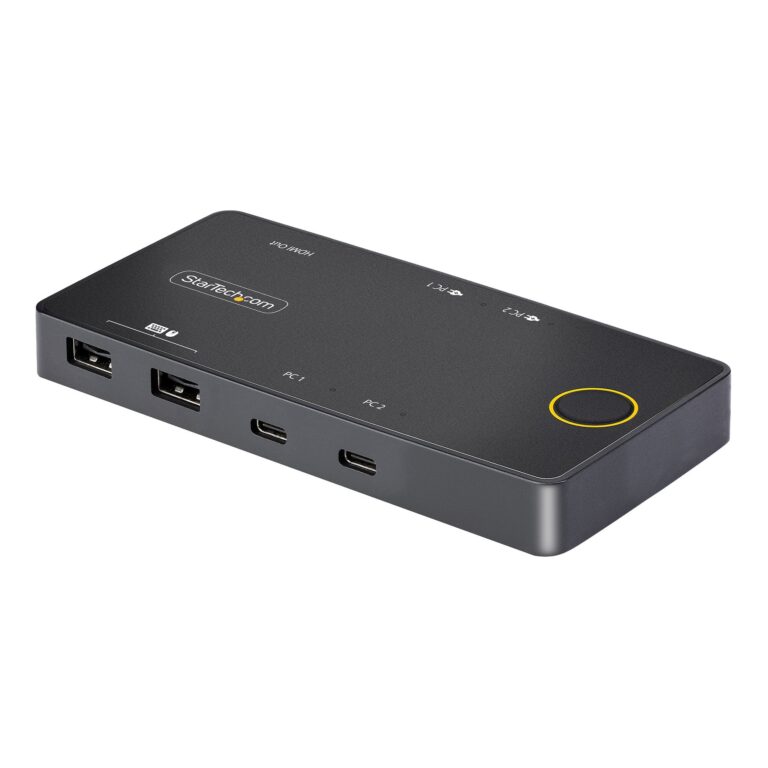 StarTech.com 2-Port USB-C KVM Switch, Single-4K 60Hz HDMI Monitor, Dual-100W Power Delivery Pass-through Ports, Bus Powered, USB – Small Form Factor