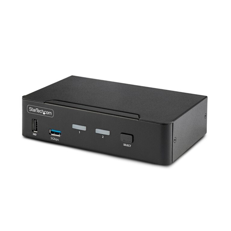 StarTech.com 2-Port DisplayPort KVM Switch, 8K 60Hz / 4K 144Hz, Single Display, DP 1.4, 2x USB 3.0 Ports, 4x USB 2.0 – OS Independent, Metal Housing