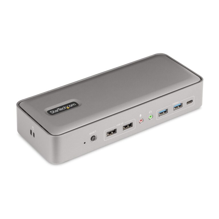 StarTech.com Dual-Laptop USB-C KVM Docking Station, Dual Monitor 4K 60Hz DisplayPort Dock, 5-Port USB Hub, GbE, 90W/45W Power Delivery to Two – TAA
