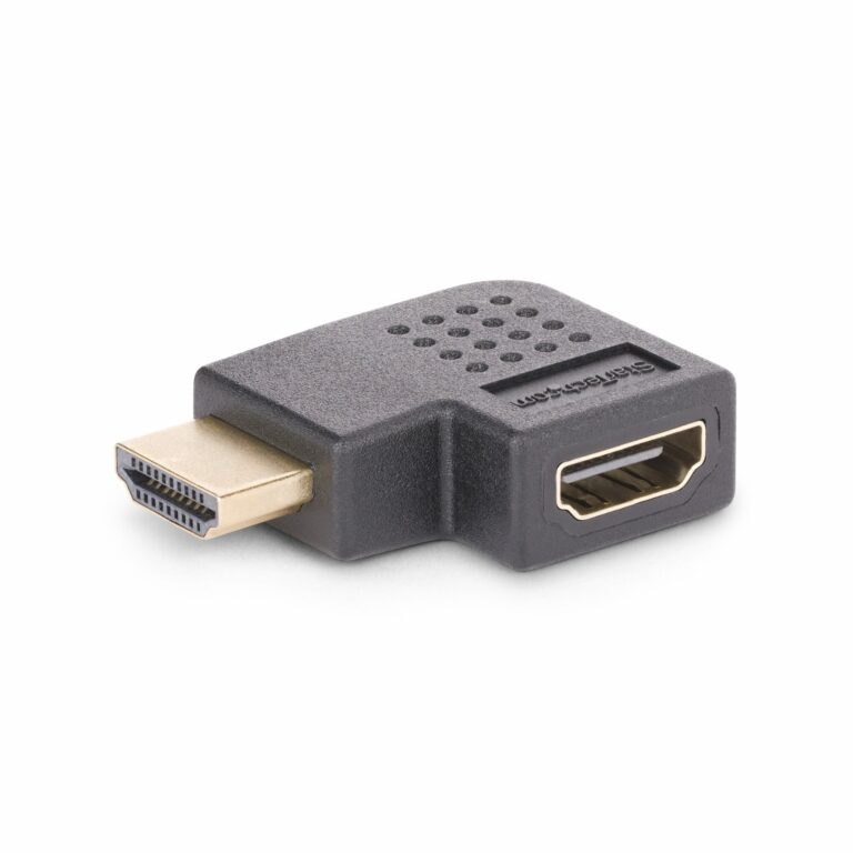 StarTech.com Right Angle HDMI 2.0 Adapter, Male to Female, Horizontal 90-Degree Angled HDMI Port Saver, 4K 60Hz, High Speed HDMI Connector Extension,