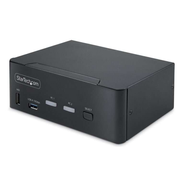 StarTech.com 2-Port Dual-Monitor DisplayPort KVM Switch, 8K 60Hz / 4K 144Hz, DP 1.4, 2x USB 10Gbps Ports, 4x USB HID Ports, Hotkey Switching, TAA