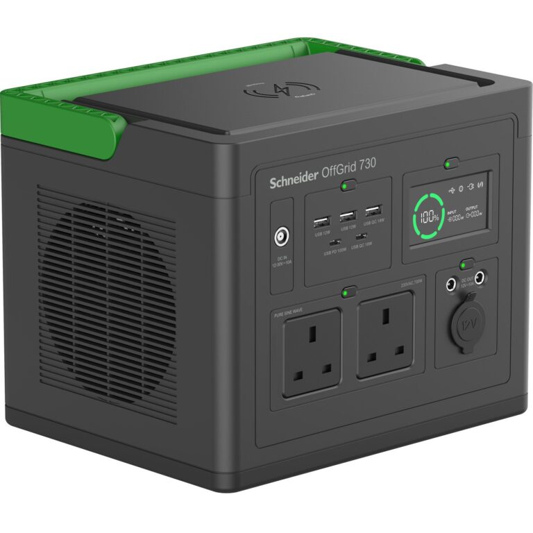 APC SE OffGrid Portable Power Station 730 – Li-Ion battery, LCD, 2x UK outlets, 3x USB-A, 2x USB-C, 3x 12V, wireless charger