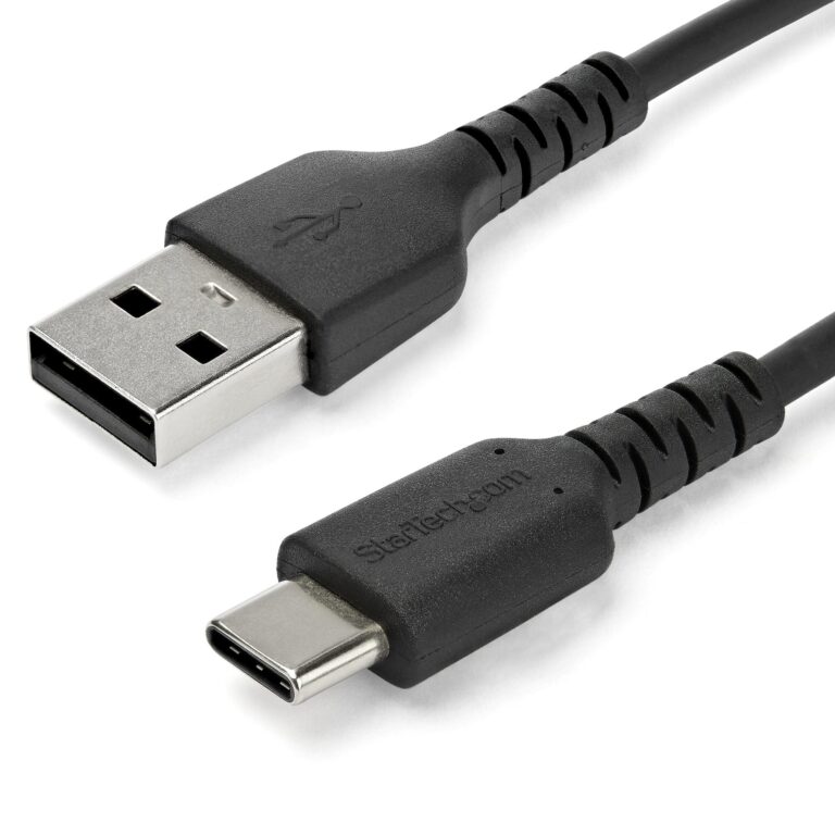 StarTech.com 3ft (1m) USB-A to USB-C Fast Charging Cable, Rugged, Charge & Sync, 3A, USB 2.0, Black TPE Jacket and Aramid Fiber – USB Charging Cord
