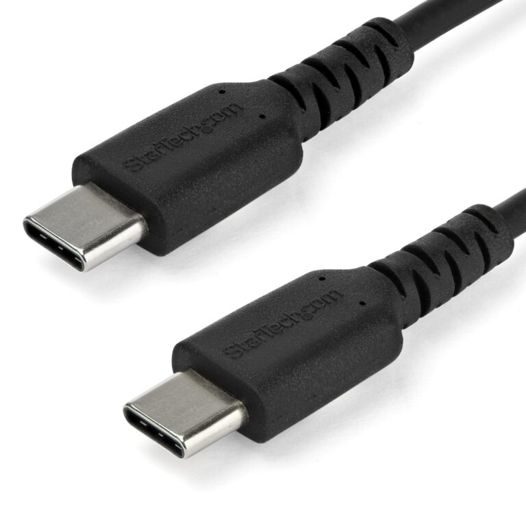 StarTech.com 3ft (1m) USB-C Fast Charging Cable, Rugged, Charge & Sync, 60W (3A) PD, USB 2.0, Black TPE Jacket and Aramid Fiber – USB C Charging Cord