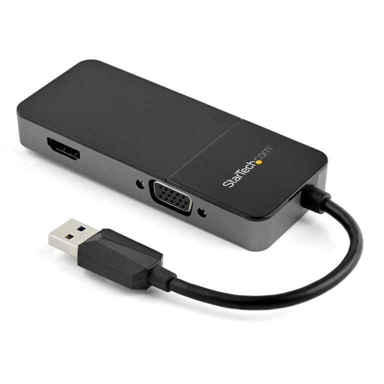 StarTech.com USB 3.0 to HDMI and VGA Adapter – 4K/1080p USB Type-A Dual Monitor Multiport Adapter Converter – External – Multi Display USB Adapter