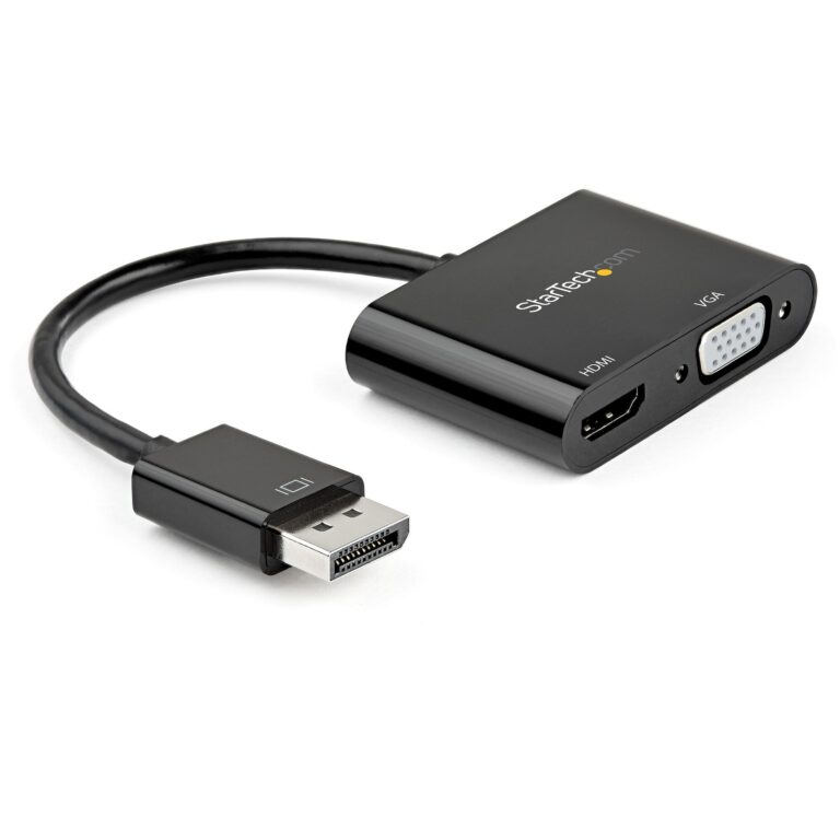 StarTech.com DisplayPort to HDMI VGA Adapter – DisplayPort 1.2 HBR2 to HDMI 2.0 (4K 60Hz) or VGA 1080p Converter – Digital Video Display Adapter