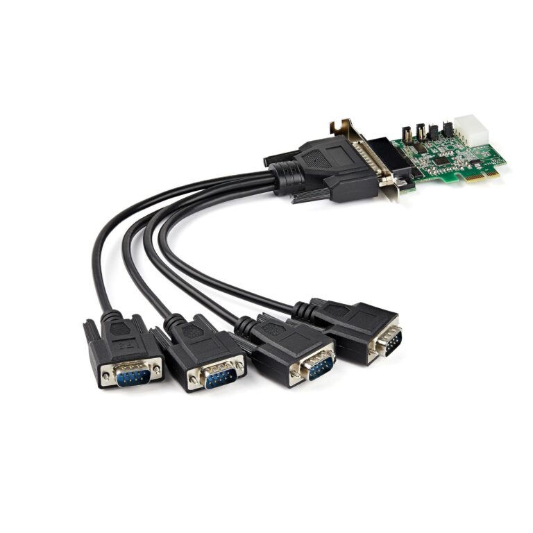 StarTech.com 4-port PCI Express RS232 Serial Adapter Card – PCIe RS232 Serial Host Controller Card – PCIe to Serial DB9 – 16950 UART – Low – TAA