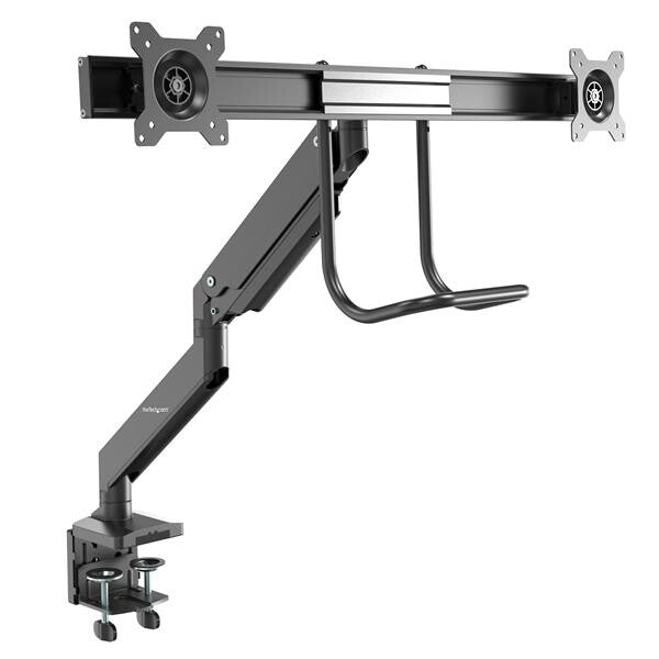 StarTech.com Desk Mount Dual Monitor Arm – Ergonomic Dual Monitor VESA Mount 32″ (17.6lb/8kg) Displays – Crossbar Handle for – C-Clamp/Grommet