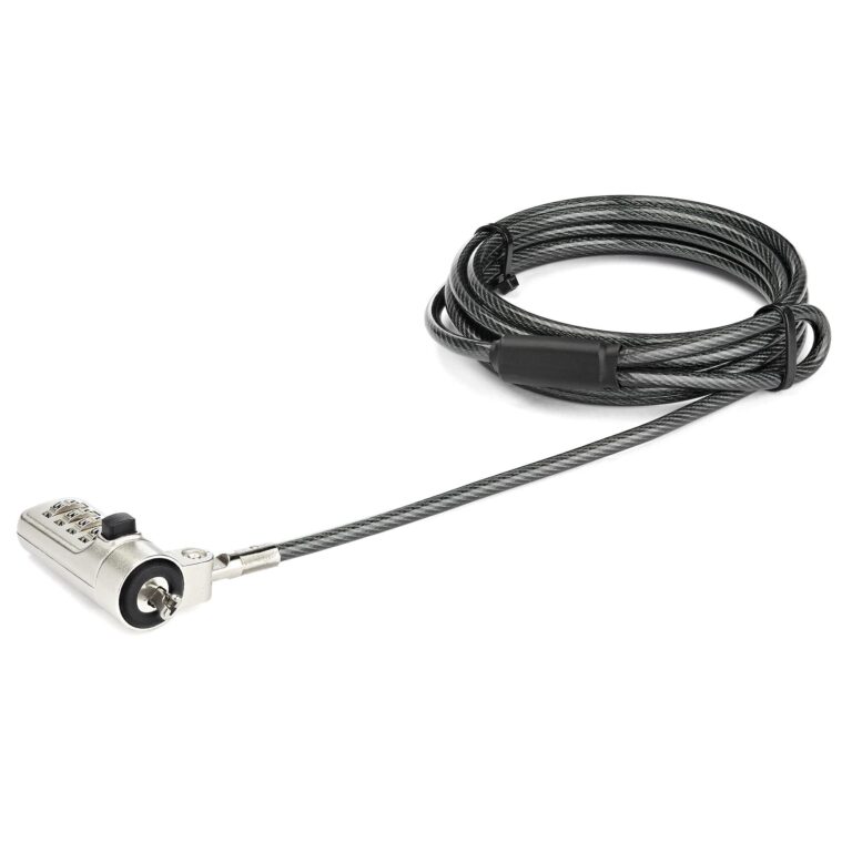 StarTech.com 6.6ft (2m) Laptop Cable Lock – 4-Digit Combination Laptop/Desktop Security Cable Lock for Wedge Slot Computers – Anti-Theft – TAA