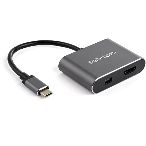 StarTech.com USB C Multiport Video Adapter – 4K 60Hz USB-C to HDMI 2.0 or Mini DisplayPort 1.2 Monitor Adapter – USB Type-C 2-in-1 – TB3 Compatible