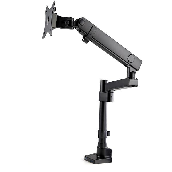 StarTech.com Desk Mount Monitor Arm with 2x USB 3.0 Ports, Full Motion Single Monitor Mount, up to 34″ (17.6lb/8kg) VESA Display, Clamp/Grommet