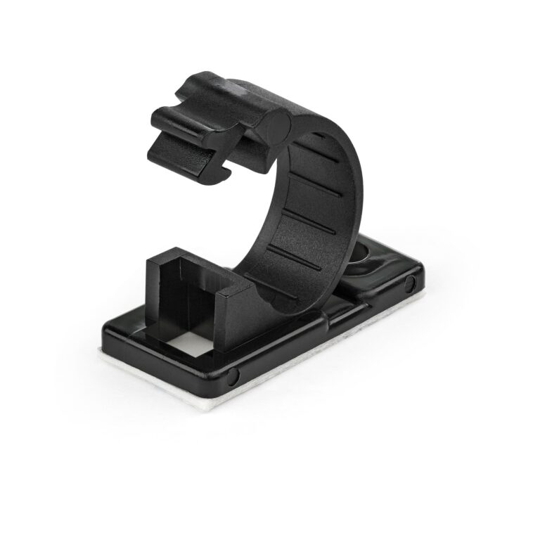 StarTech.com 100 Adhesive Cable Management Clips Black – Network/Ethernet/Office Desk/Computer Cord Organizer – Sticky Cable/Wire Holders – – TAA