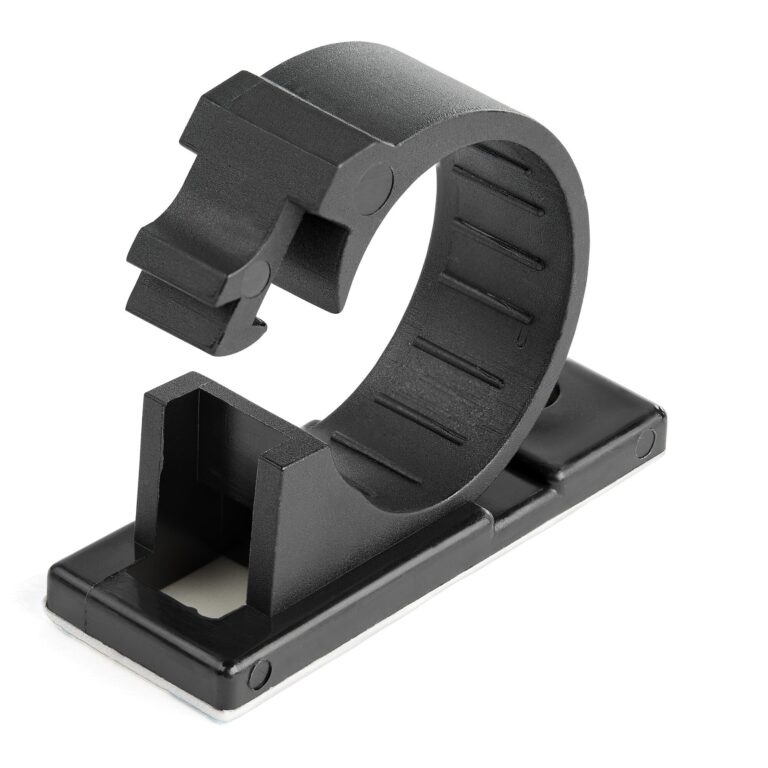 StarTech.com 100 Adhesive Cable Management Clips Black – Network/Ethernet/Office Desk/Computer Cord Organizer – Sticky Cable/Wire Holders – – TAA