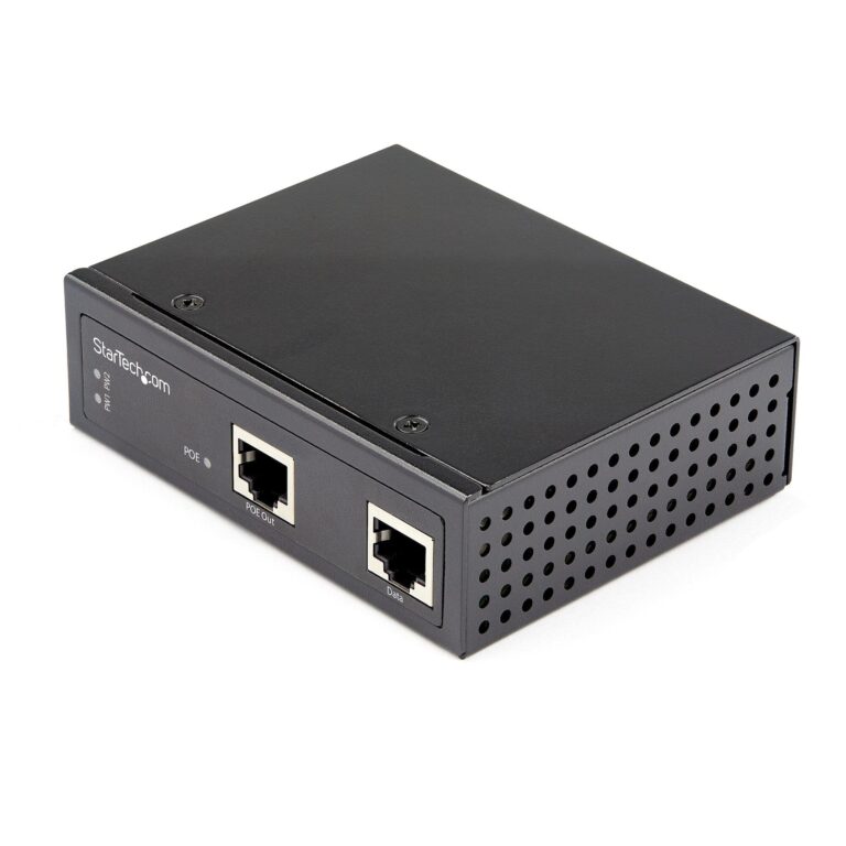 StarTech.com Industrial Gigabit PoE Injector – High Speed/High Power 90W – 802.3bt PoE++ 52V-56VDC DIN Rail UPoE/Ultra Power Over Ethernet – TAA