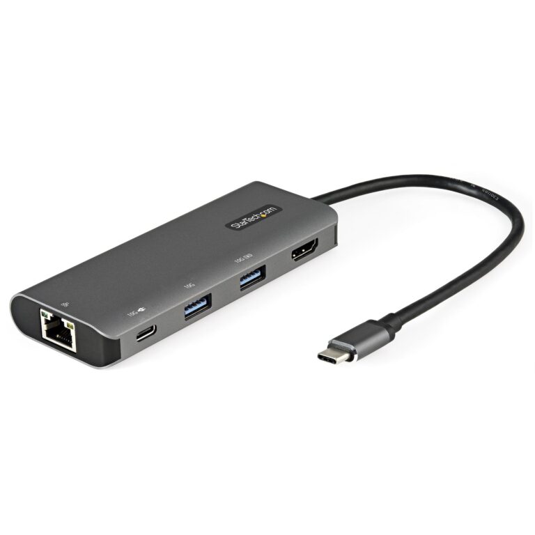 StarTech.com USB C Multiport Adapter – 10Gbps USB Type-C Mini Dock with 4K 30Hz HDMI – 100W Power Delivery Passthrough – 3-Port USB Hub, – 10″ Cable