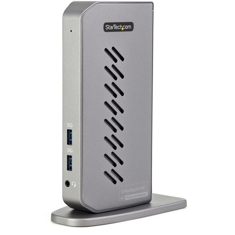 StarTech.com USB-C USB-A Dock – Hybrid Universal USB 3.0 Docking Station for USB-C or USB-A Laptop – Dual Monitor 4K 60Hz – Windows/Mac