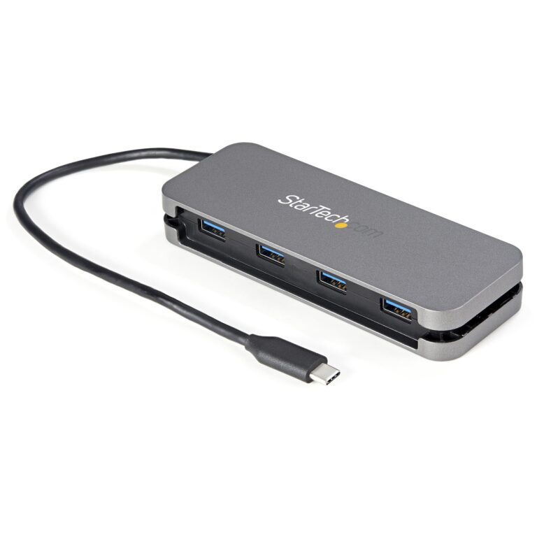 StarTech.com 4 Port USB C Hub – 4x USB-A – USB 3.0 Type-C Hub – USB 3.2 Gen 1 (5Gbps) – Bus Powered – 11.2″ (28.5cm) Cable w/ Cable Management