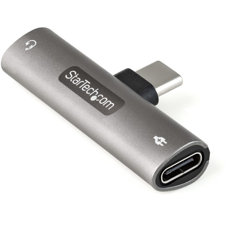 StarTech.com USB C Audio & Charge Adapter – USB-C Audio Adapter w/ 3.5mm TRRS Headphone/Headset Jack and 60W USB – For USB-C Phone/Tablet/Laptop