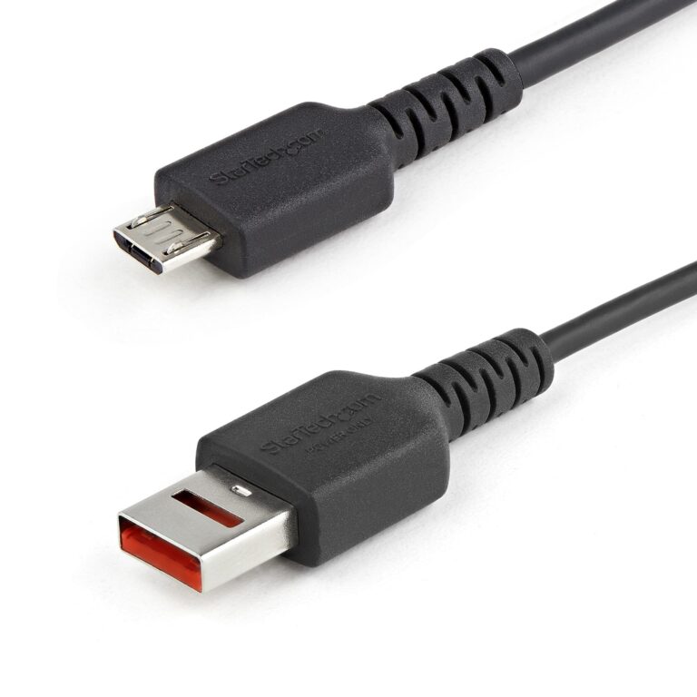 StarTech.com 3ft (1m) Secure Charging Cable – USB-A to Micro USB Data Blocker Charge-Only Cable – Power-Only Charger Cable for Phone/Tablet – Data