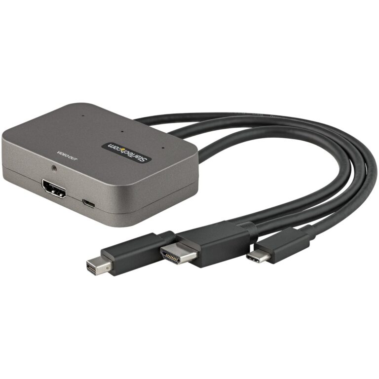 StarTech.com 3-in-1 Multiport to HDMI Adapter – 4K 60Hz USB-C, HDMI or Mini DisplayPort to – Digital AV Video Adapter to Connect HDMI Monitor/Display