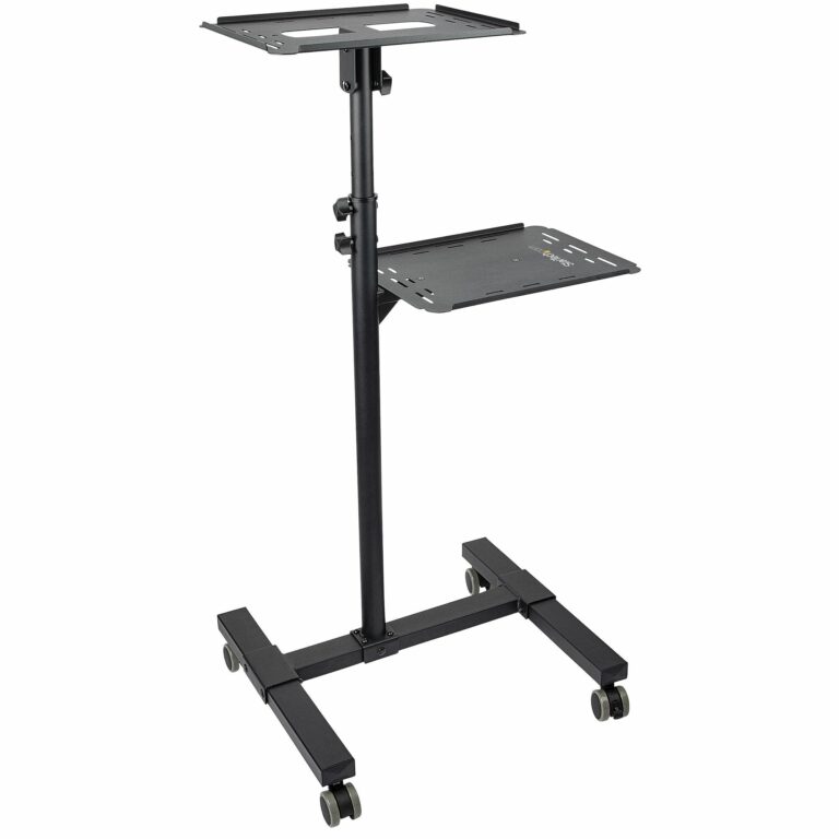 StarTech.com Mobile Projector and Laptop Stand/Cart – Heavy Duty Portable Projector – Height Adjustable Rolling Presentation Cart w/Lockable Wheels