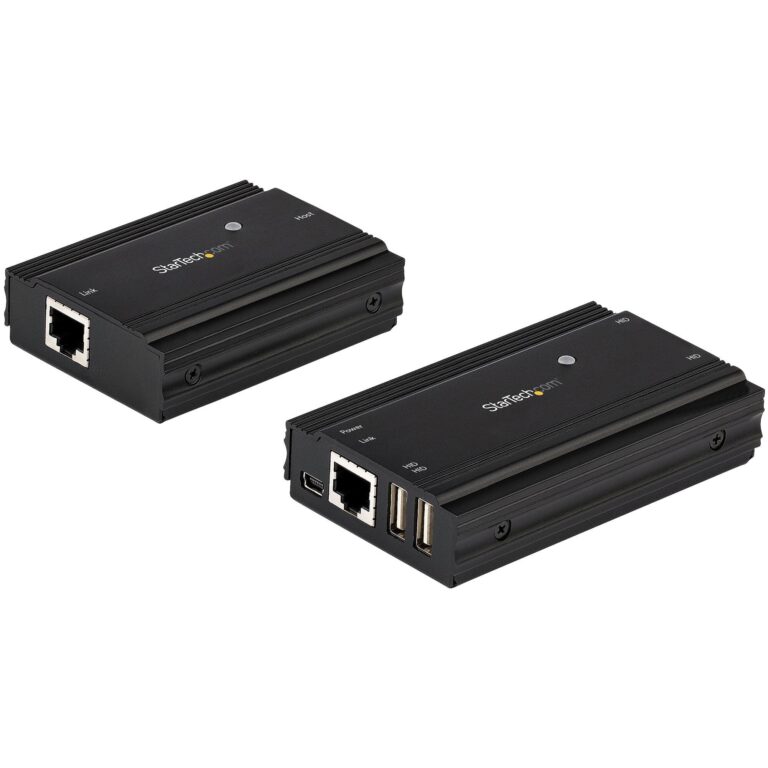 StarTech.com 4-Port USB 2.0 Extender Hub over Single CAT5e/CAT6 Ethernet Cable (RJ45) – 330ft (100m) – USB Extender Hub Adapter Kit – Metal – TAA