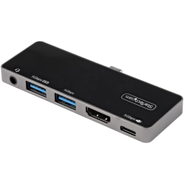 StarTech.com USB C Multiport Adapter – USB-C to 4K 60Hz HDMI 2.0, 100W Power Delivery Pass-Through Charging, 3-Port – Portable USB Type-C Travel Dock