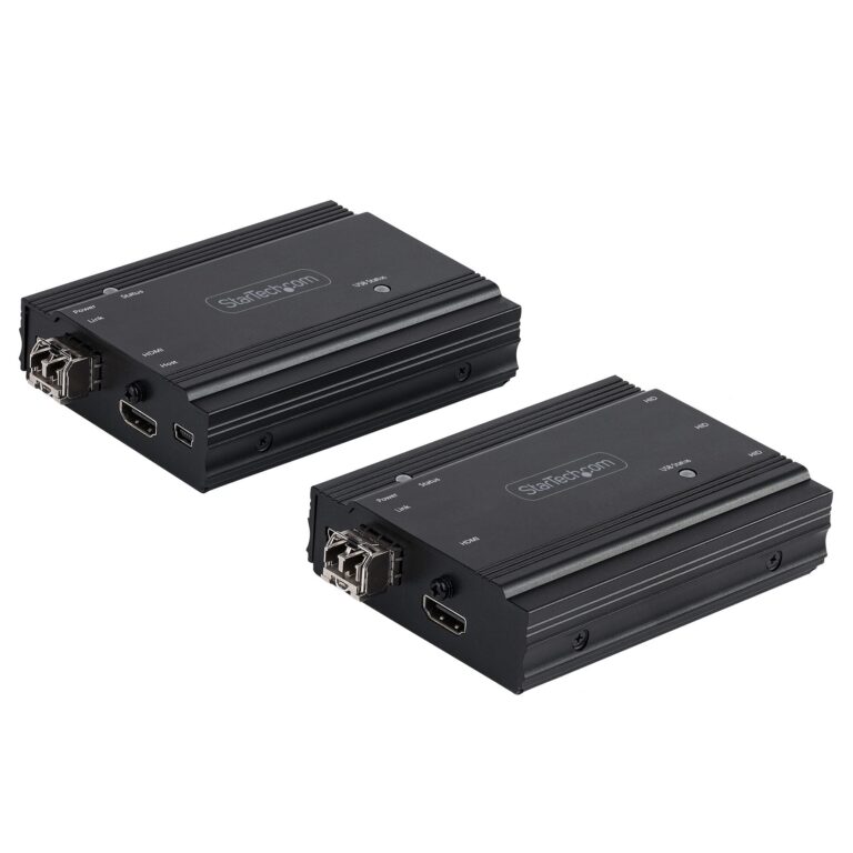 StarTech.com 4K HDMI KVM Extender over Fiber – HDMI Video & USB Remote KVM Switch/Console Extender – up to 984ft/300m (MultiMode) – 2x 10G MMF – TAA
